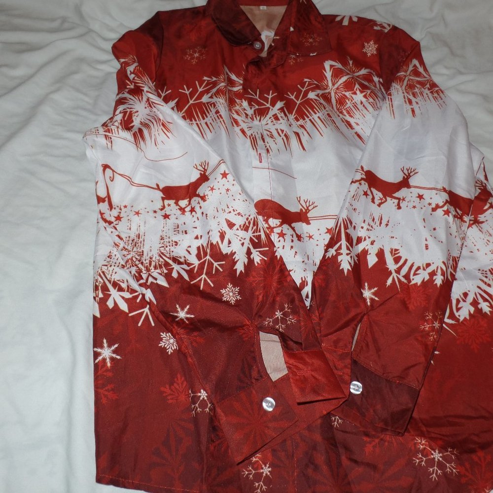 Mens Holiday Button Up Long Sleeve Shirt